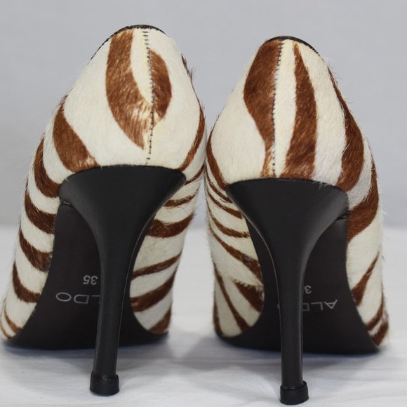 Aldo Ariane Brown & Cream Zebra Print Stilettos Size 35 Euro - Picture 3 of 11